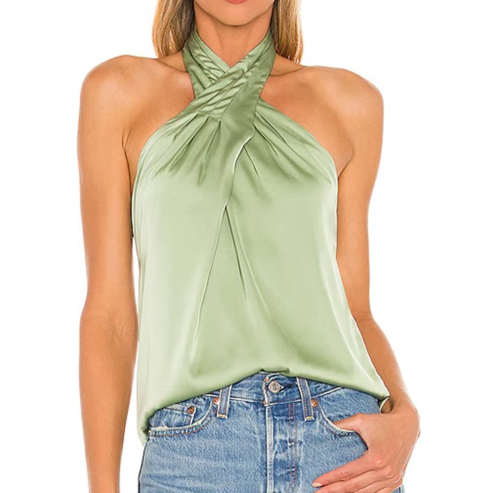 Superdown - Amerie Pleated Halter Top in Green